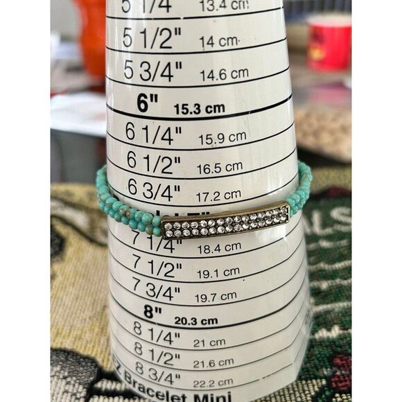 Stretchy Turquoise/Rhinestones Bracelet - Picture 4 of 4